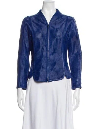 Pre-owned Escada Calf Leather Jacket In Blue