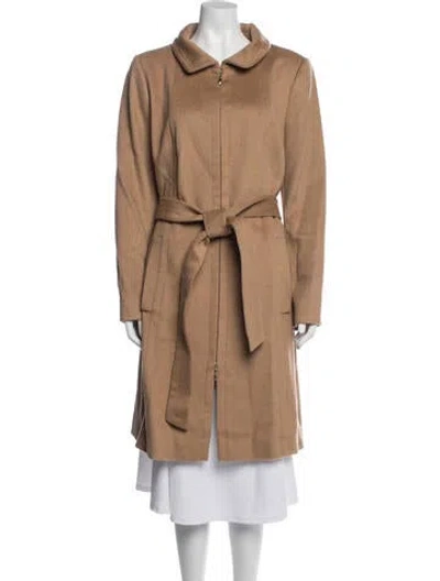 Pre-owned Escada Camel Leather Coat W/ Tags In Neutrals