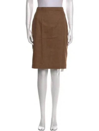 Pre-owned Escada Camel Leather Knee-length Skirt In Brown