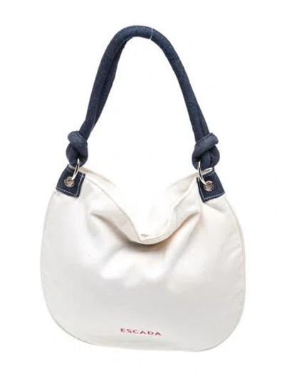 Pre-owned Escada Canvas Shoulder Bag In White