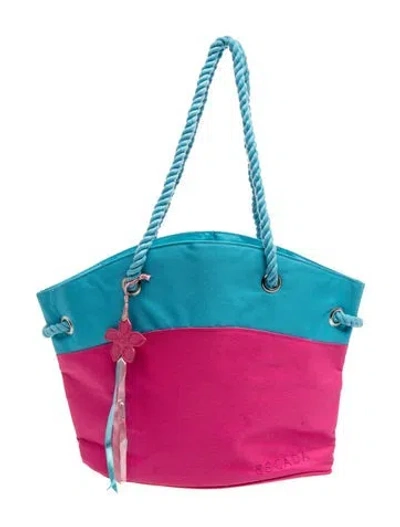 Pre-owned Escada Canvas Tote In Blue