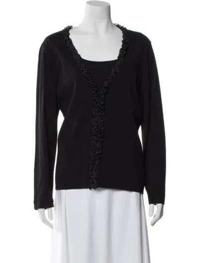 Pre-owned Escada Cardigan Set Scoop Neck Sweater In Black