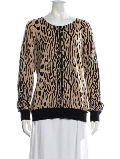 Pre-owned Escada Cashmere Animal Print Sweater In Neutrals