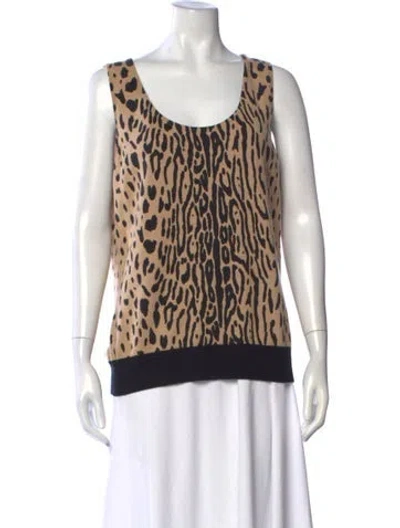Pre-owned Escada Cashmere Animal Print Sweater In Neutrals