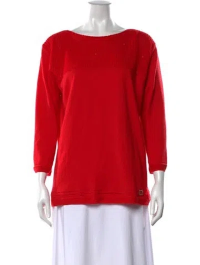 Pre-owned Escada Cashmere Bateau Neckline Sweater In Red
