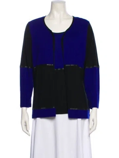 Pre-owned Escada Cashmere Colorblock Pattern Set In Blue