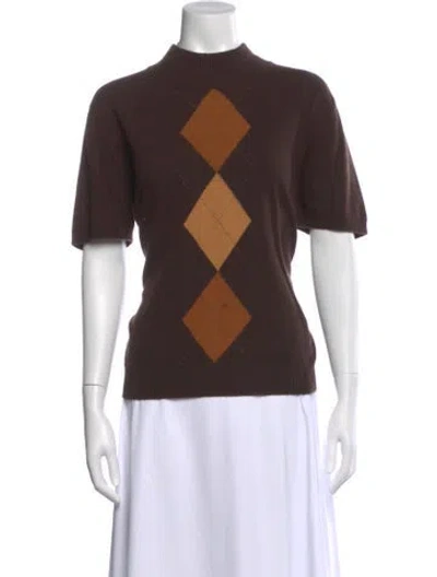 Pre-owned Escada Cashmere Colorblock Pattern Sweater In Brown