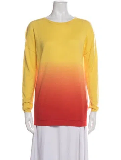 Pre-owned Escada Cashmere Colorblock Pattern Sweater In Yellow