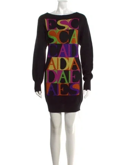 Pre-owned Escada Cashmere Mini Dress In Black