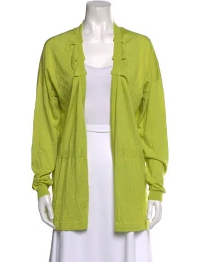 Pre-owned Escada Cashmere Open Front Sweater In Green