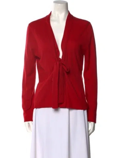 Pre-owned Escada Cashmere Plunge Neckline Sweater In Red
