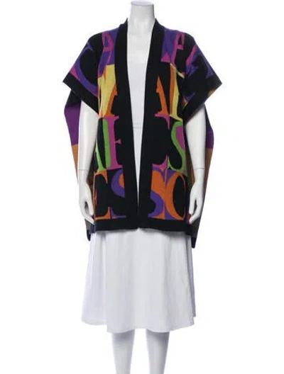 Pre-owned Escada Cashmere Printed Shawl In Black