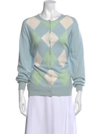 Pre-owned Escada Cashmere Printed Sweater In Blue