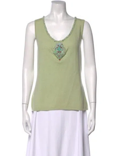 Pre-owned Escada Cashmere Scoop Neck Top In Green