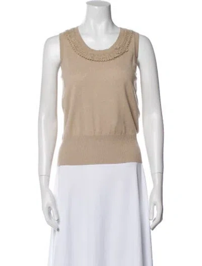 Pre-owned Escada Cashmere Scoop Neck Top In Neutral