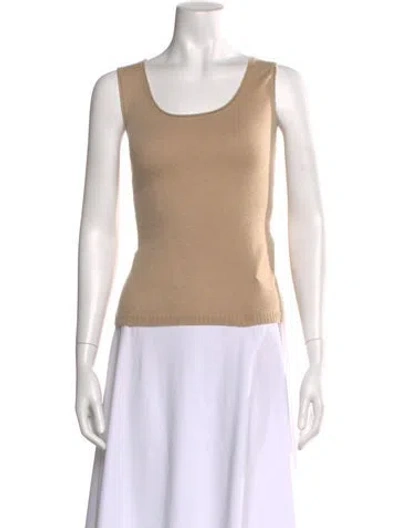 Pre-owned Escada Cashmere Scoop Neck Top In Neutral