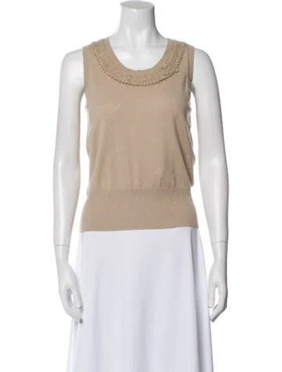 Pre-owned Escada Cashmere Scoop Neck Top In Neutral
