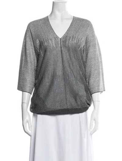 Pre-owned Escada Cashmere Striped Top In Grey