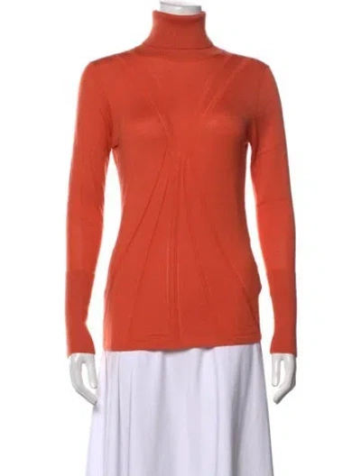 Pre-owned Escada Cashmere Turtleneck Sweater In Orange