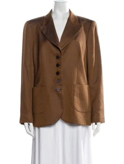 Pre-owned Escada Cashmere Tweed Pattern Blazer In Brown