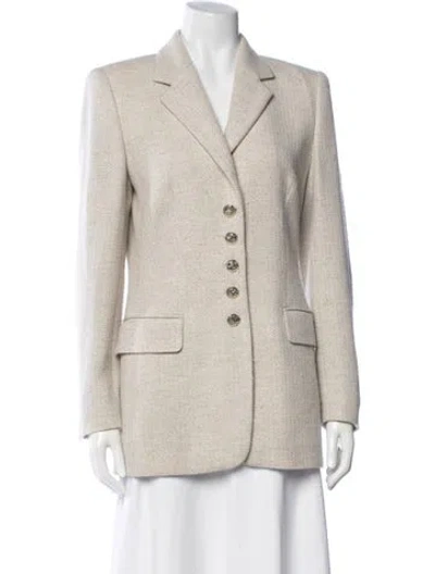 Pre-owned Escada Cashmere Tweed Pattern Blazer In Neutrals
