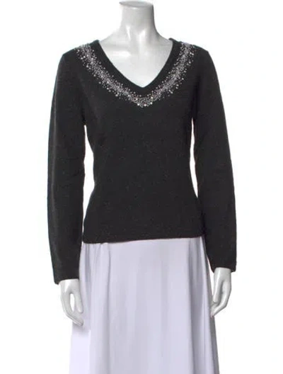 Pre-owned Escada Cashmere V-neck Sweater In Black