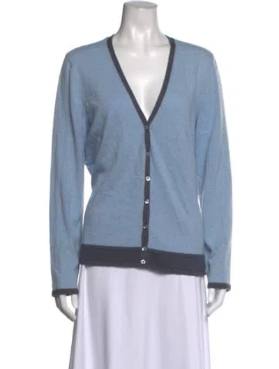 Pre-owned Escada Cashmere V-neck Sweater In Blue