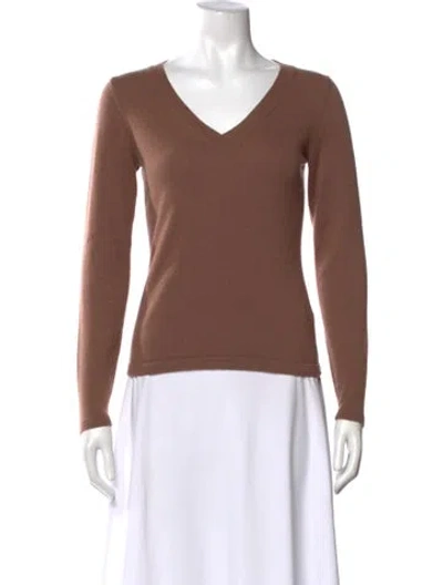 Pre-owned Escada Cashmere V-neck Sweater In Brown