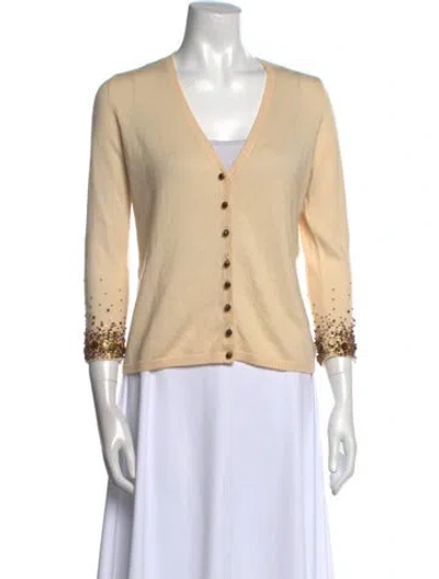 Pre-owned Escada Cashmere V-neck Sweater In Neutral