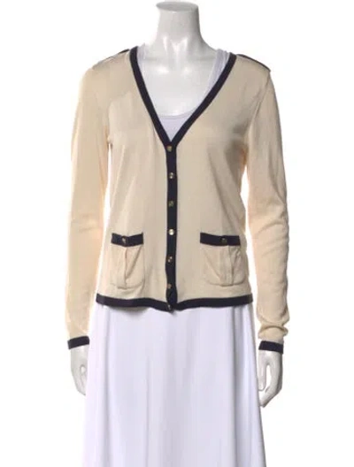 Pre-owned Escada Cashmere V-neck Sweater In Neutral