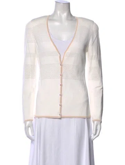 Pre-owned Escada Cashmere V-neck Sweater In Neutrals