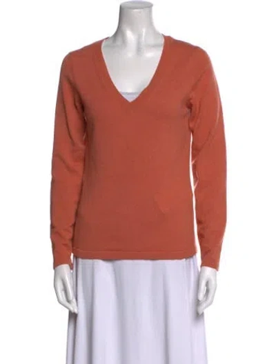 Pre-owned Escada Cashmere V-neck Sweater In Orange