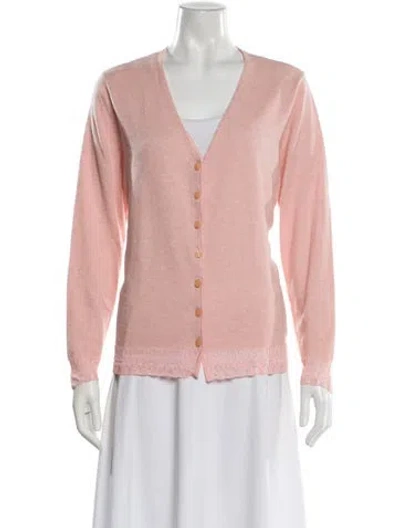 Pre-owned Escada Cashmere V-neck Sweater In Pink