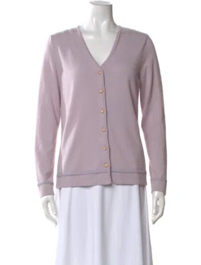Pre-owned Escada Cashmere V-neck Sweater In Purple