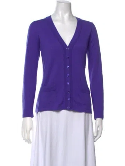 Pre-owned Escada Cashmere V-neck Sweater In Purple