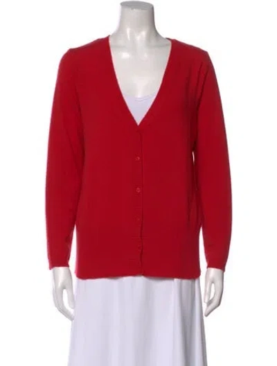 Pre-owned Escada Cashmere V-neck Sweater In Red