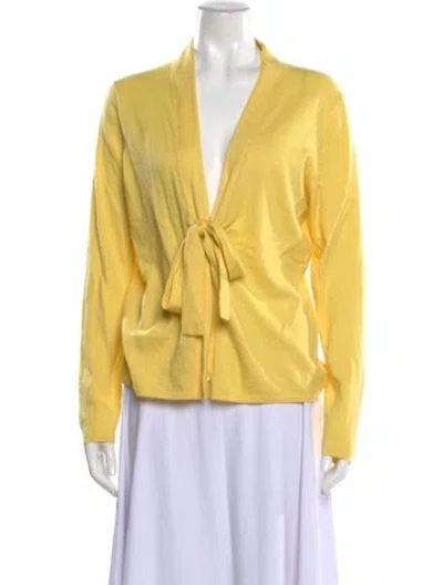 Pre-owned Escada Cashmere V-neck Sweater In Yellow
