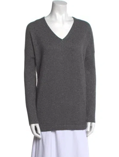 Pre-owned Escada Cashmere V-neck Sweatshirt In Gray