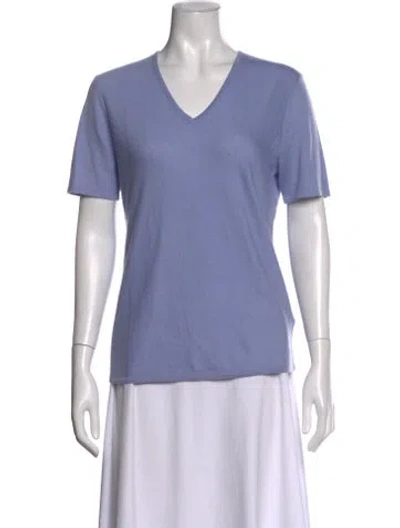 Pre-owned Escada Cashmere V-neck T-shirt In Blue