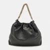 Escada Chain Black Leather Hobo In Black