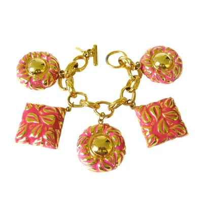 Pre-owned Escada Charm Bracelet Pink Gold 1980s