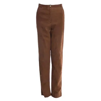 Pre-owned Escada Chocolate Brown Soft Lamb Leather Pants 42
