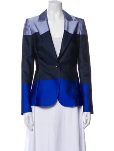 Pre-owned Escada Colorblock Pattern Blazer In Blue