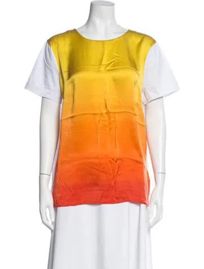 Pre-owned Escada Colorblock Pattern Crew Neck Top In Orange