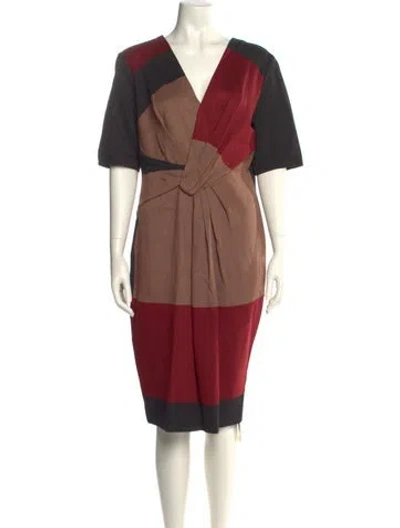 Pre-owned Escada Colorblock Pattern Knee-length Dress In Black