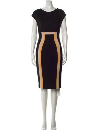 Pre-owned Escada Colorblock Pattern Knee-length Dress In Black
