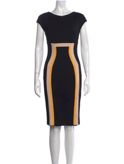 Pre-owned Escada Colorblock Pattern Knee-length Dress In Black