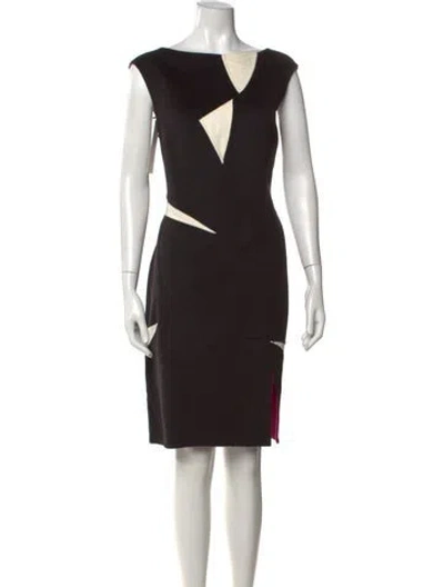 Pre-owned Escada Colorblock Pattern Knee-length Dress In Black