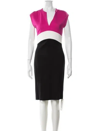 Pre-owned Escada Colorblock Pattern Knee-length Dress In Black