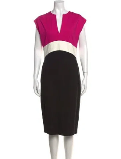 Pre-owned Escada Colorblock Pattern Knee-length Dress In Black